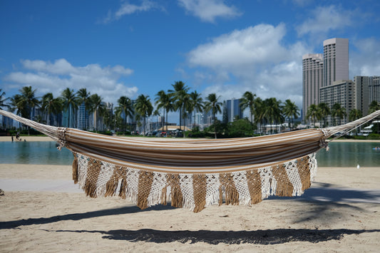 Brazilian Hammock (Beige / Brown Stripe #2)