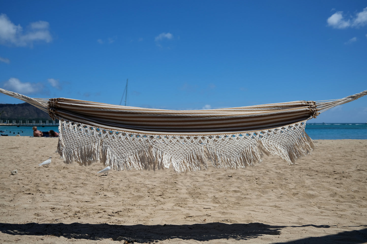 Brazilian Hammock (Beige / Brown Stripe #3)