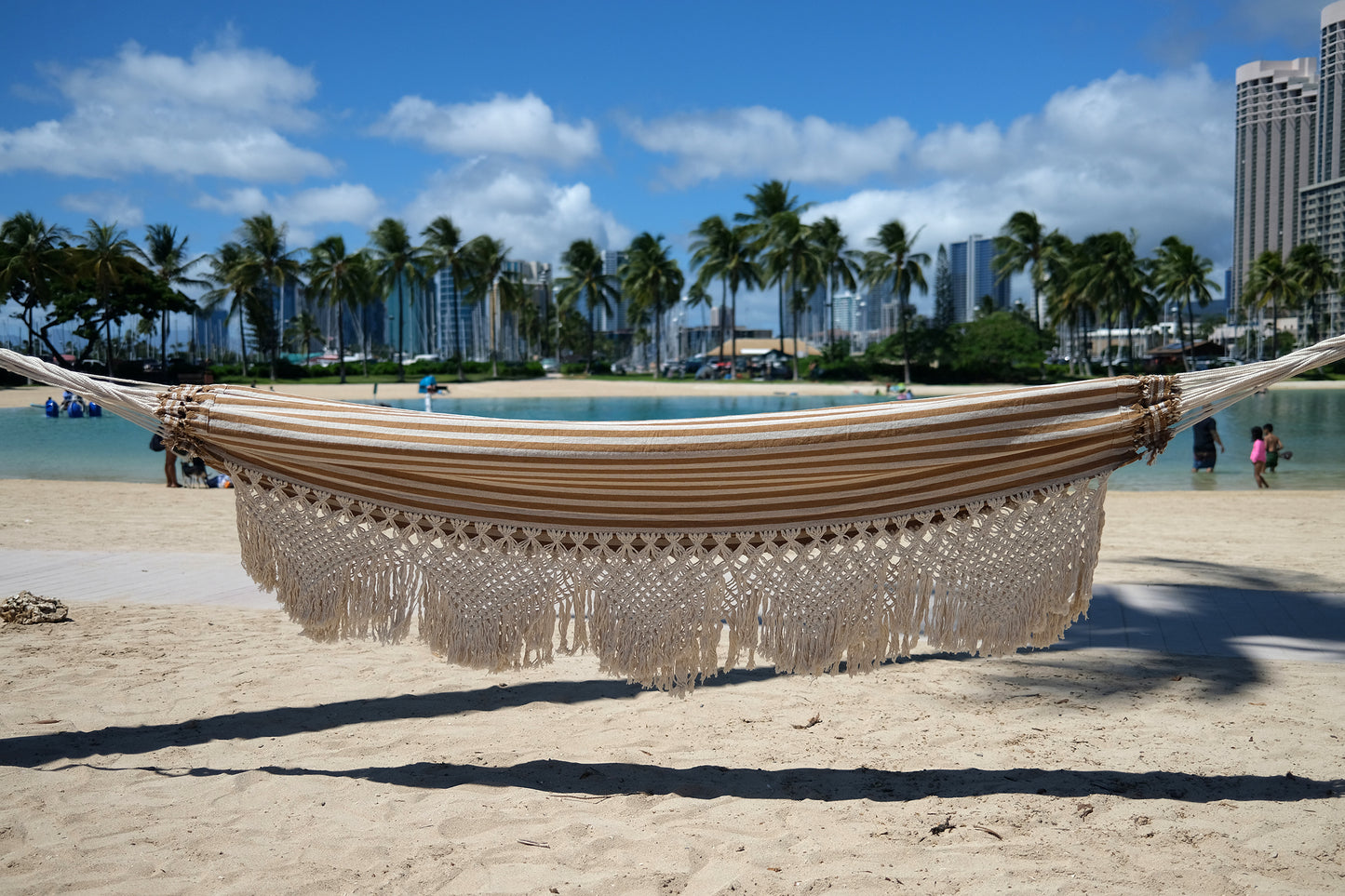 Brazilian Hammock (Beige / Brown Stripe #3)