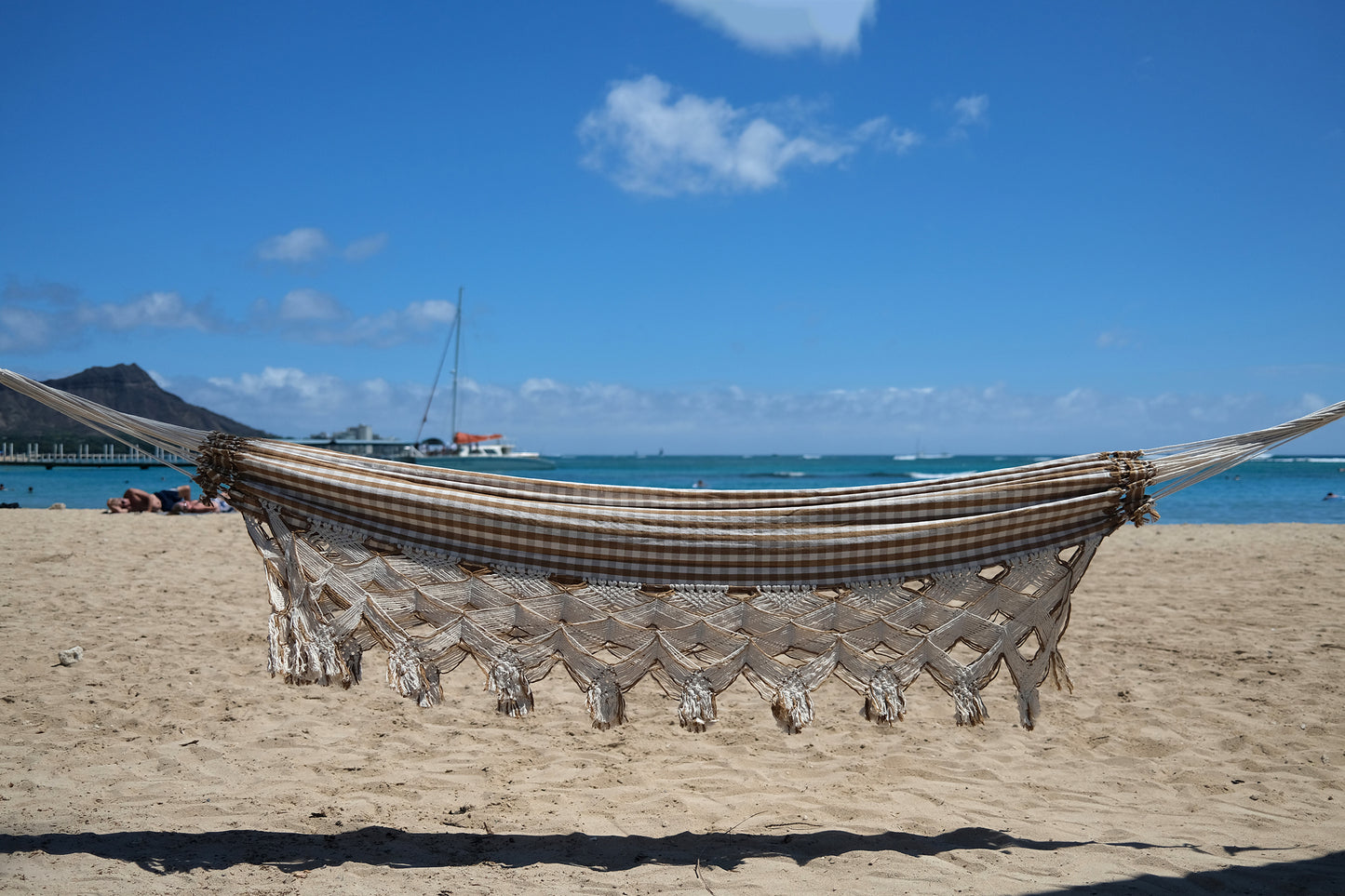 Brazilian Hammock (Beige / Brown Check #5)